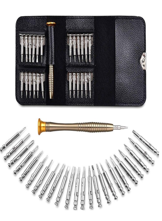 HETVIN Multipurpose Screwdriver Set, 25 in 1 Precision Screwdriver Set with Portable Leather Case, Multi Repair Tool kit for Mobile Laptop, Watch, Electronics & More; Mini 25 in 1 Repair Kit for Home - Image 1